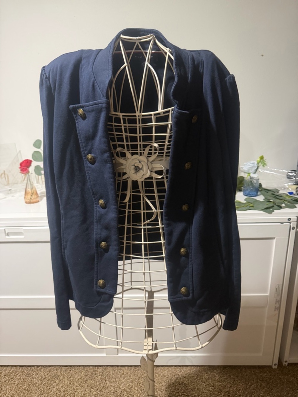 Tommy Hilfiger Navy Military-Inspired Double-Breasted Blazer